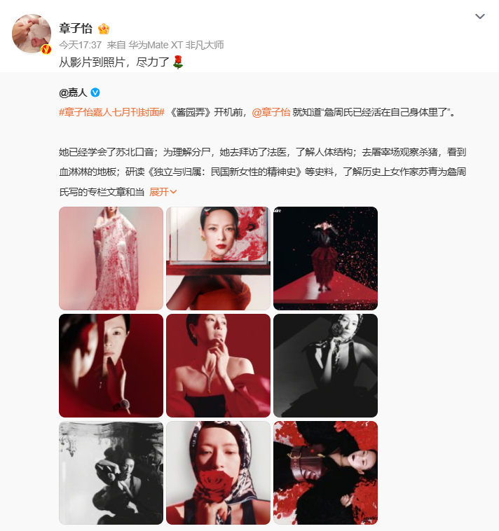 章子怡 尽力了 《酱园弄》让章子怡说出：从影片到照片，尽力了[鲜花] ​​​
