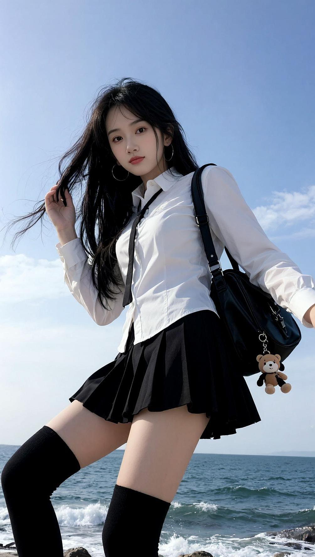 AI海畔JK照 抖音ai创作 抖音玩法合伙人计划。拍同款 官方官方大爱官方热门 