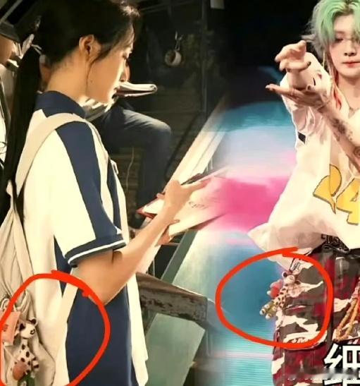 鹿晗关晓彤这是还没分手吧，有网友发现两人还在用着同款玩偶挂件，鹿晗演唱会上戴着一