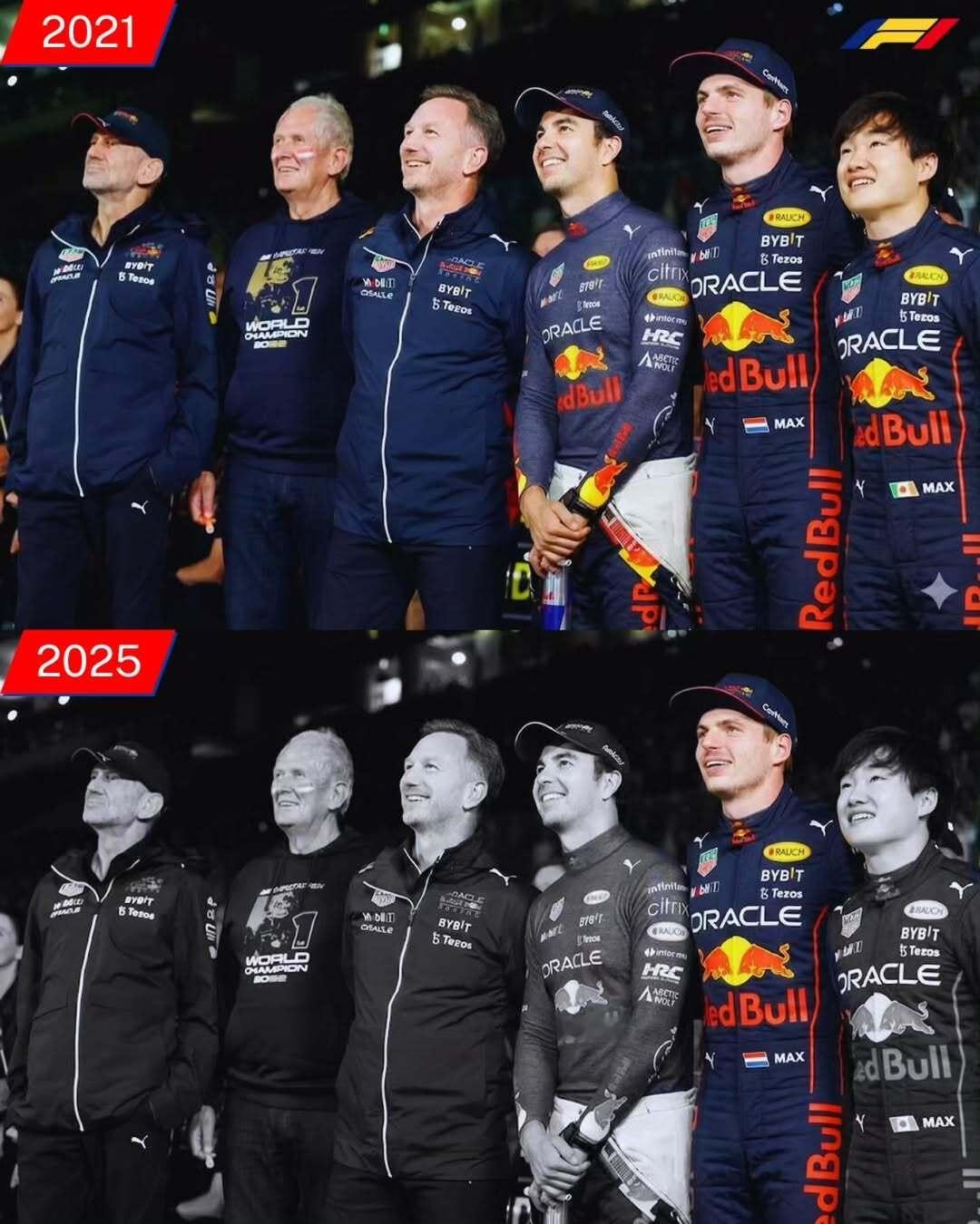 2021 vs 2025仅剩维斯塔潘一个。不，角田应该还算半个，毕竟还是试车手f