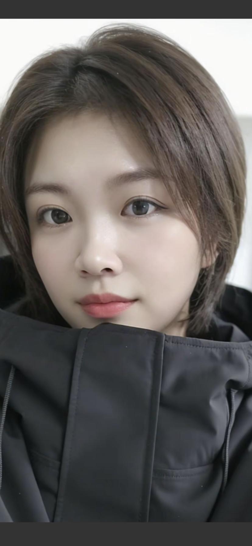 温柔甜美的微笑，黑色外套的时尚穿搭，元气满满的一天！😊👗💕