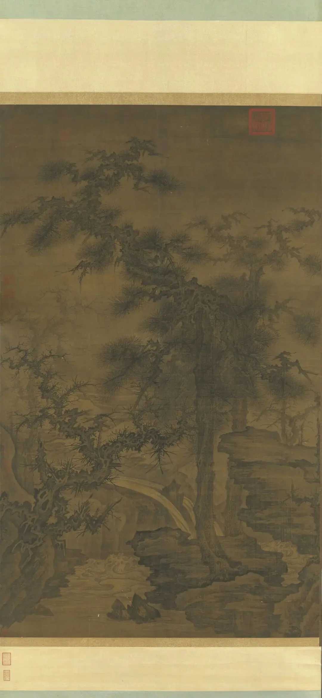 宋 佚名 《松泉磐石图》，绢本 水墨 160.3x96.8 厘米，台北故宫博物院