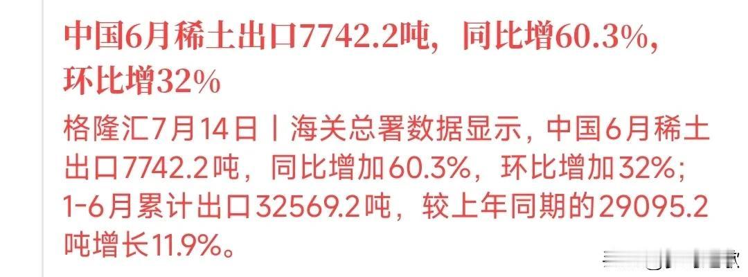 稀土供应开始增加了
随着伦敦会谈的结束，中国对世界稀土的供应量也随着增加了起来，