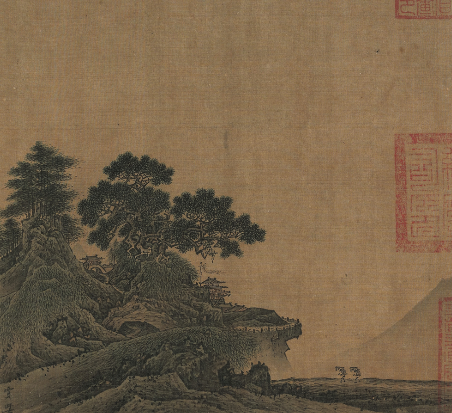 台北故宫藏，宋，贾师古《岩关古寺图》 