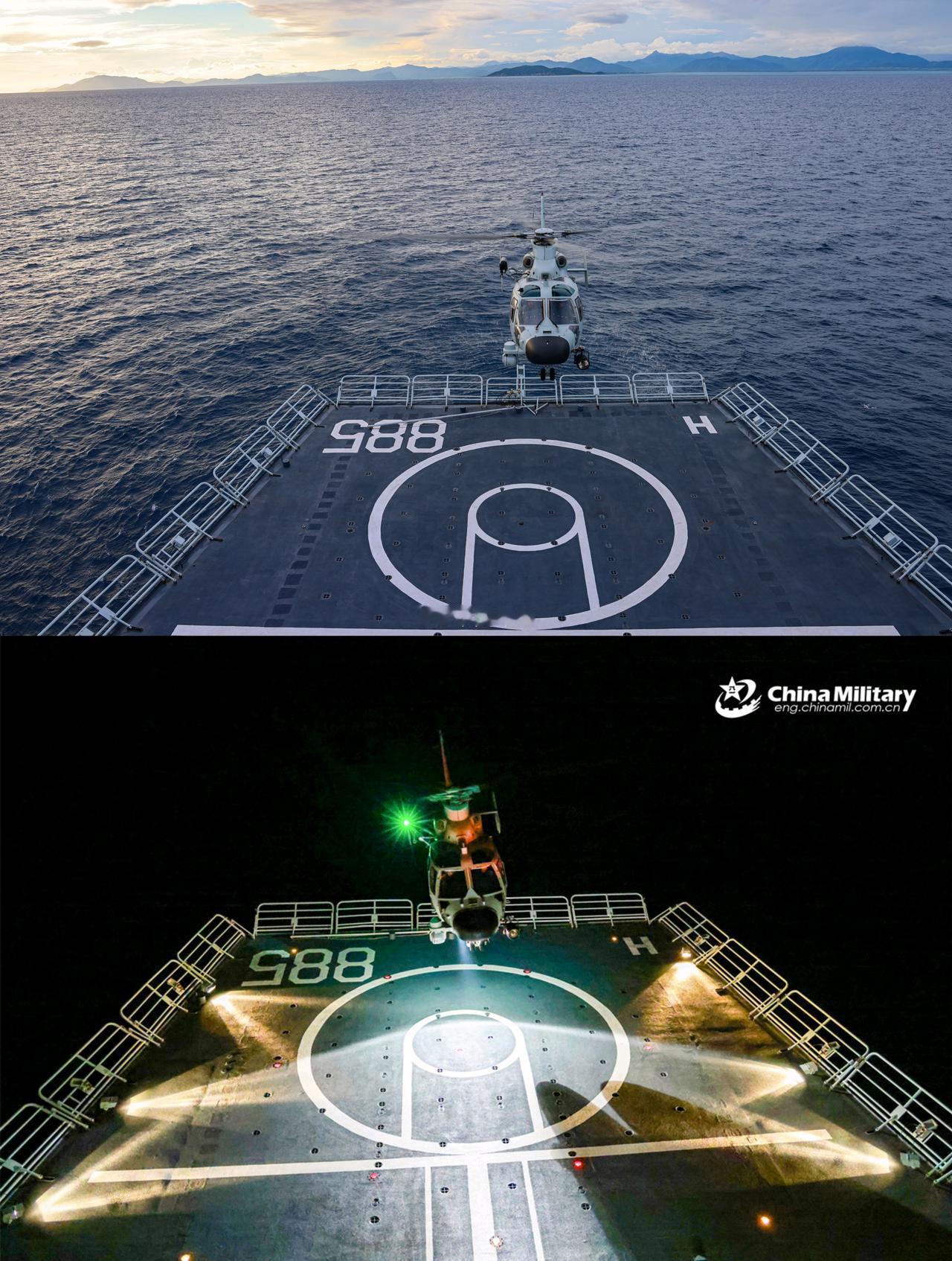 青海湖舰，直-9昼夜间着舰

烽火问鼎计划中国海军 ​​​