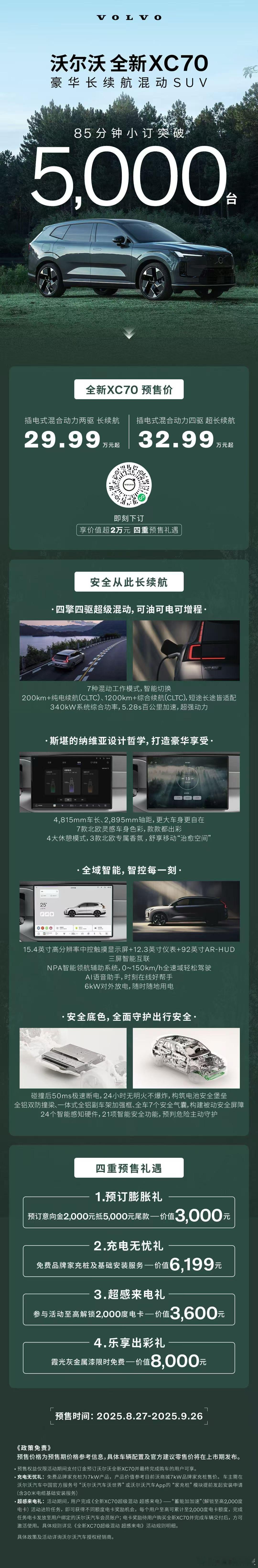 兄弟们！沃尔沃XC70看来是打到了很多想要豪华安全混动车用户的痛点！85分钟小订