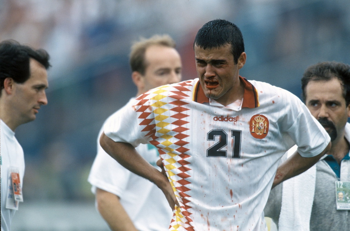 世界杯 21号，路易斯·恩里克，1994年7月9日，世界杯1/4决赛，意大利vs