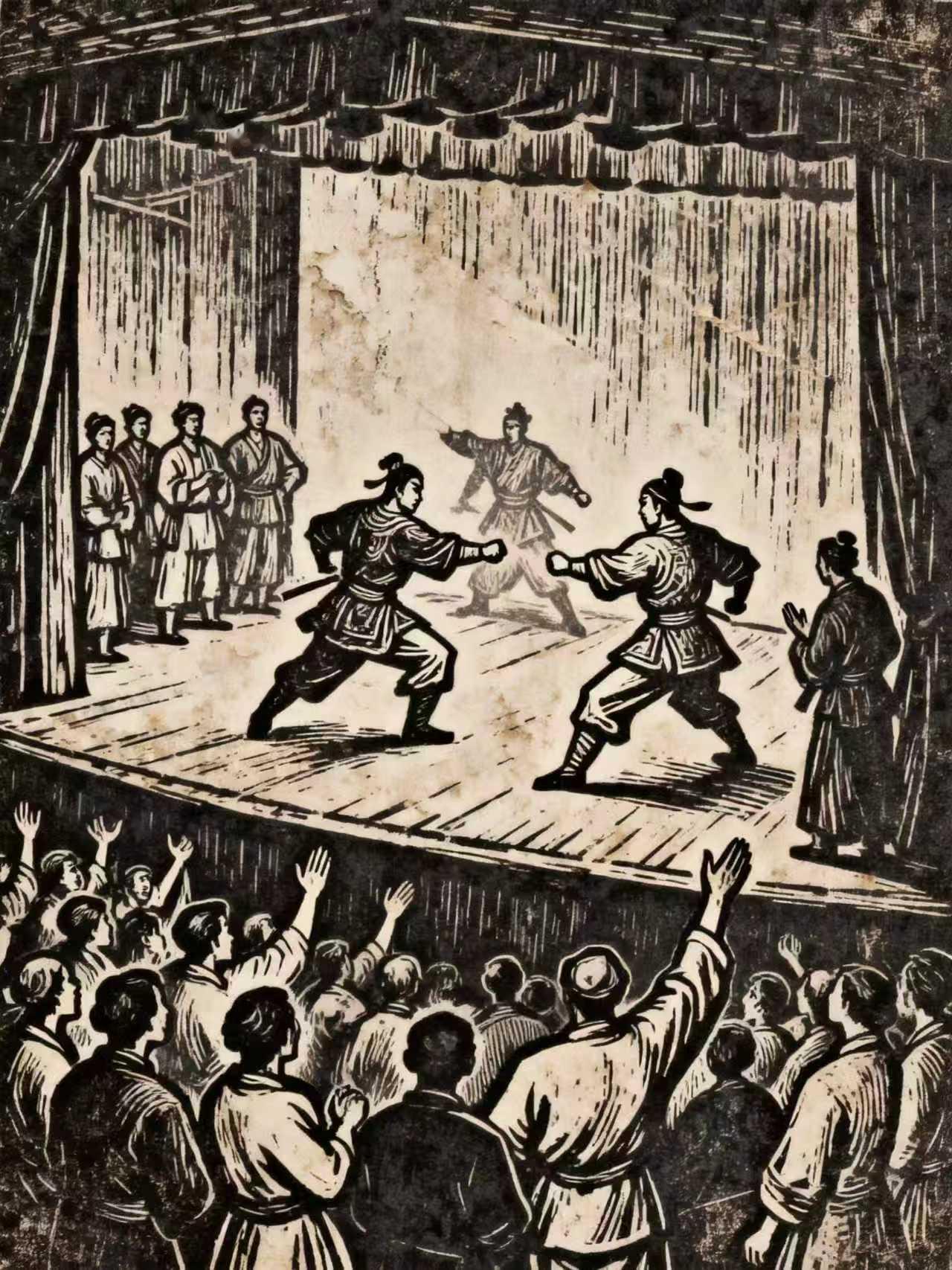 王铎：天成大戏院的《呼延庆打擂》上演了(长篇小说《西镇》插图之十一)