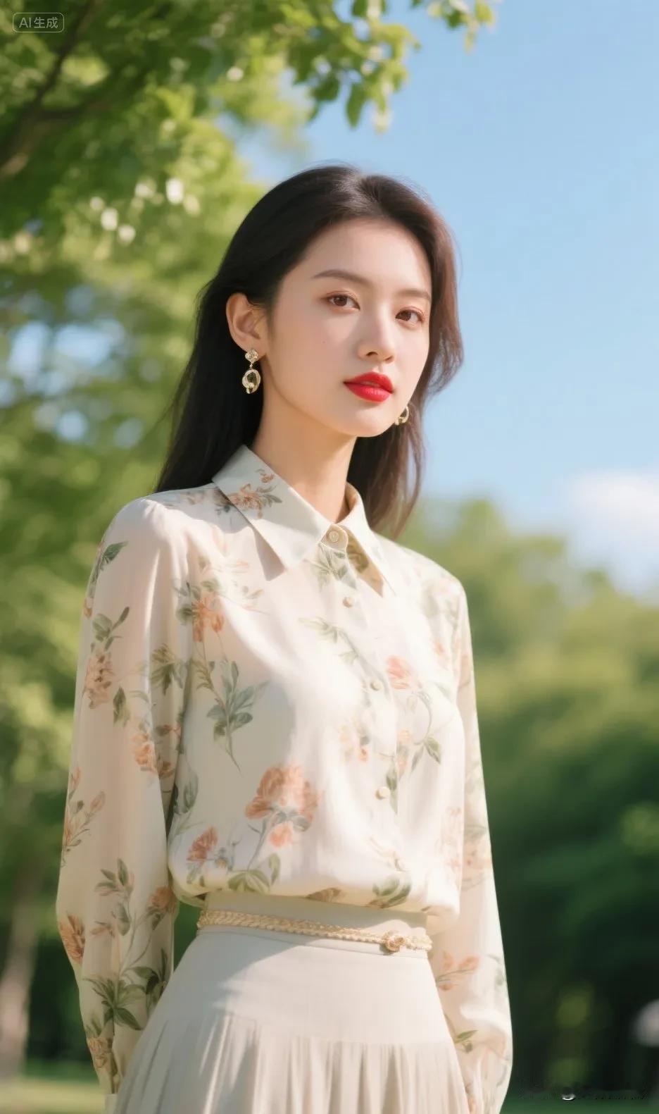 这姑娘穿得真清新漂亮！