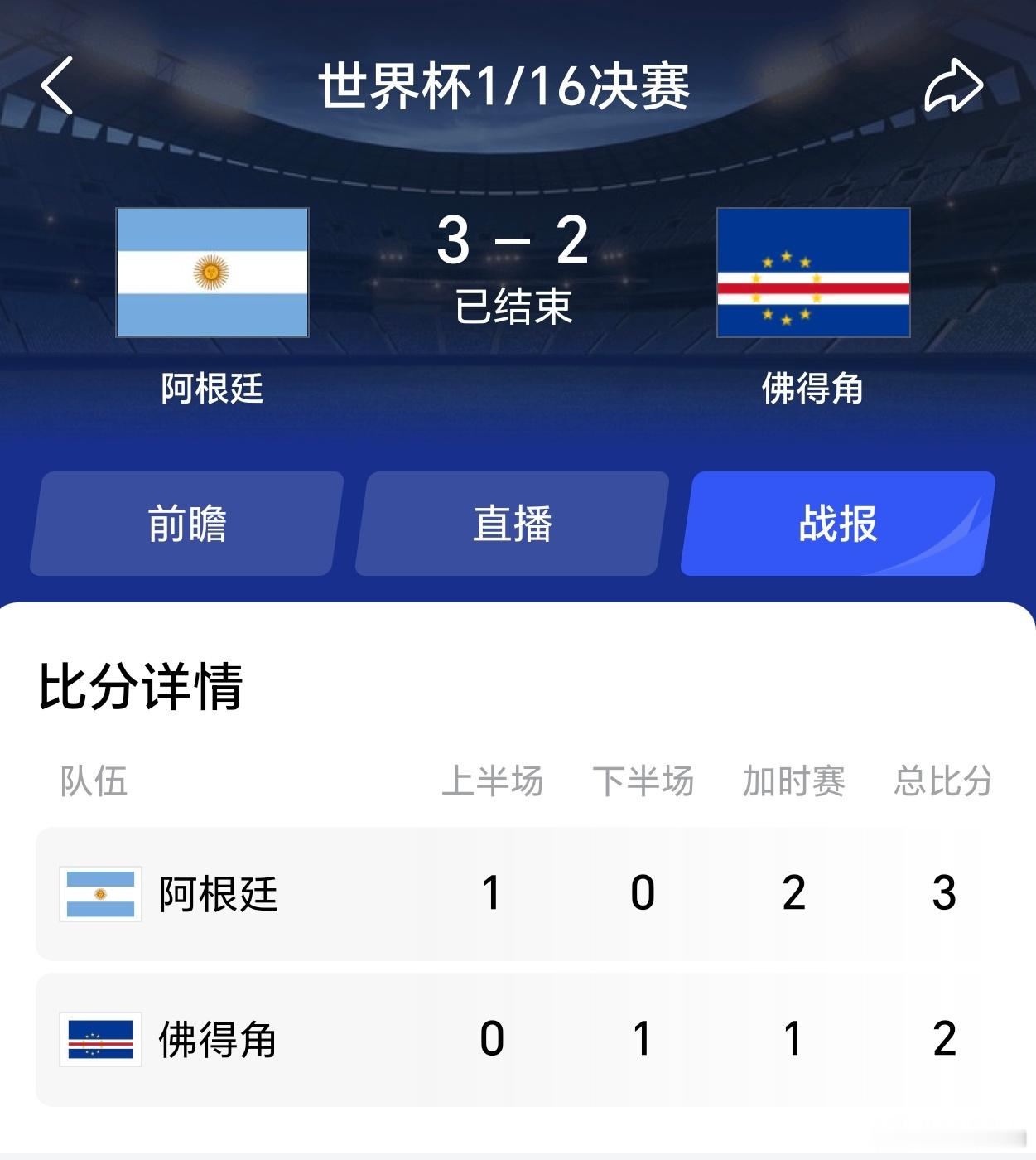 阿根廷vs佛得角这个佛得角也太牛掰了吧，看来以后不能小看他，跟谁都能打平，常规时