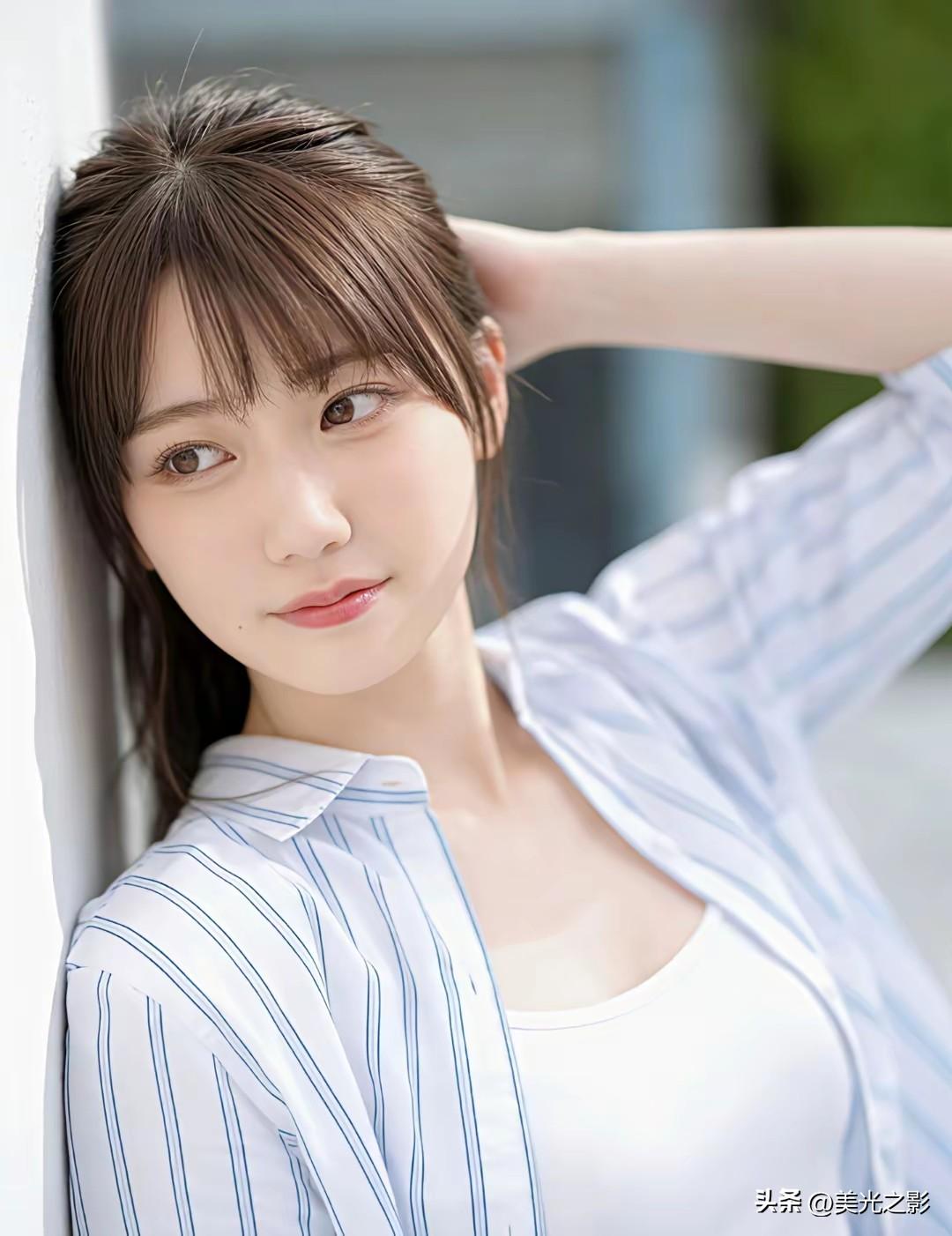 光之影&AI
清新少女风，条纹衬衫搭配白色内搭，自然阳光下的甜美笑容
少女感白衬