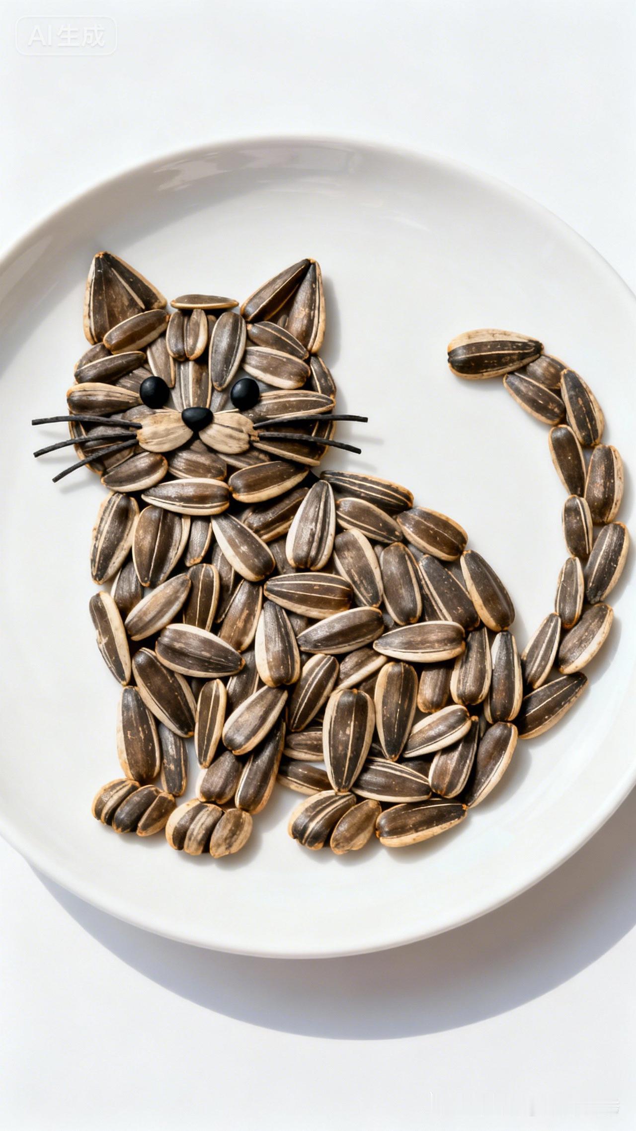 创意美食艺术：用南瓜子拼出可爱的小猫！🐱🎃🍂