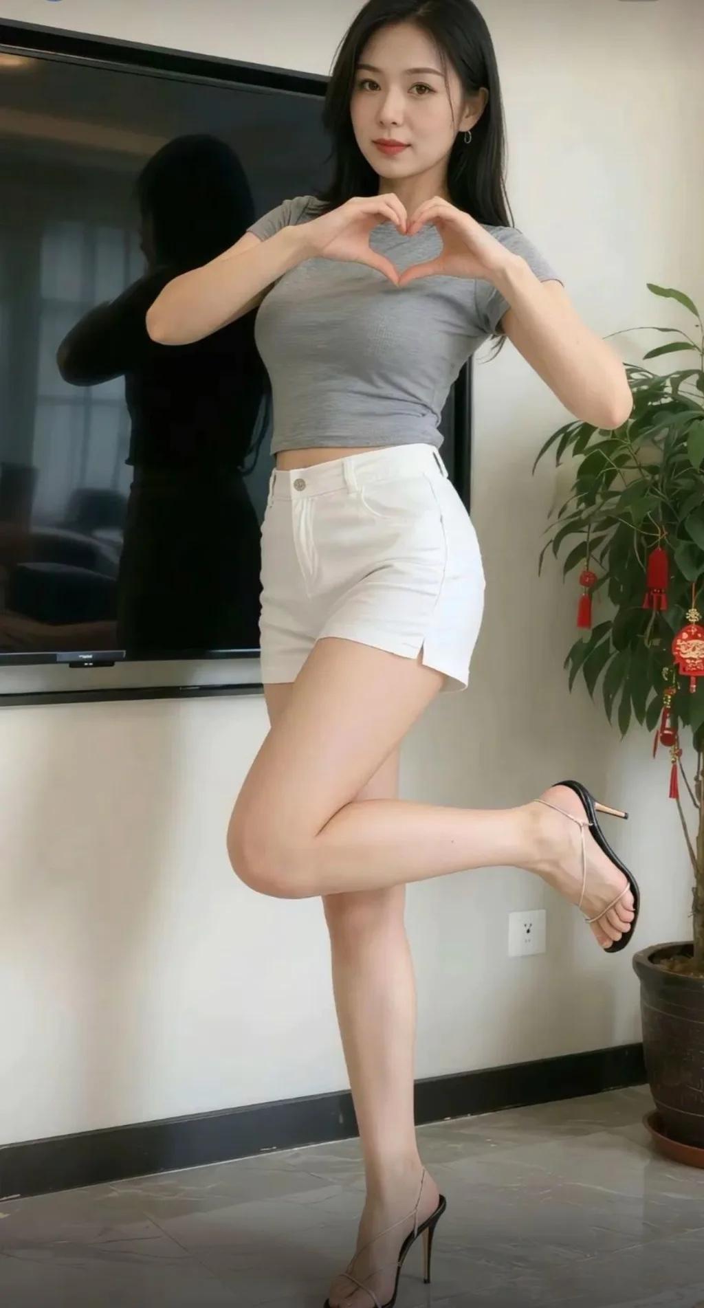 少妇对你比了一个爱心