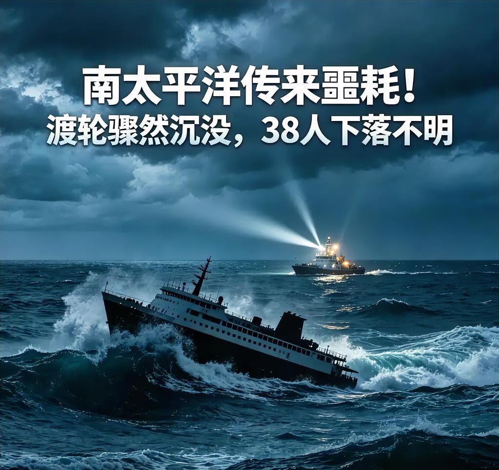 南太平洋传来噩耗！渡轮骤然沉没，38人下落不明，海上安全警钟再次敲响
 
一场突