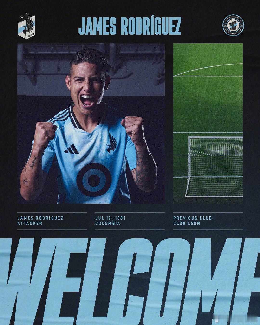 【官方】34岁的J罗加盟美职联的明尼苏达联队，他效力过波尔图，摩纳哥，皇马，拜仁