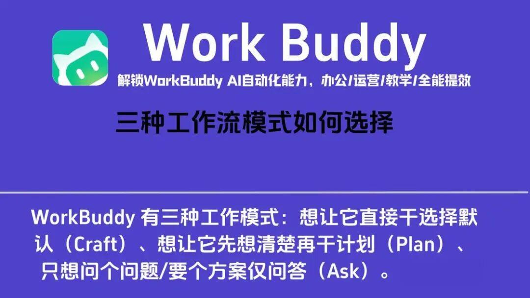 Agent、Plan、Ask 用错白忙活
 用 WorkBuddy 先搞懂一件事