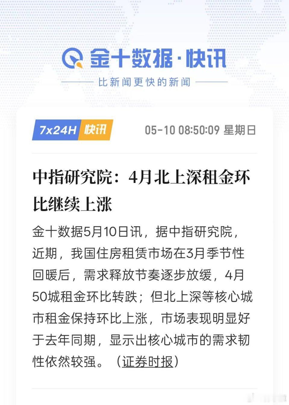 重磅！【中指研究院：4月北上深租金环比继续上涨】 