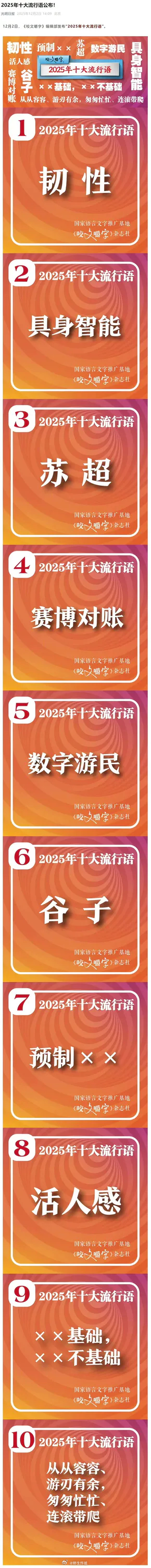 2025年十大流行语公布。。。大家都听过吗 