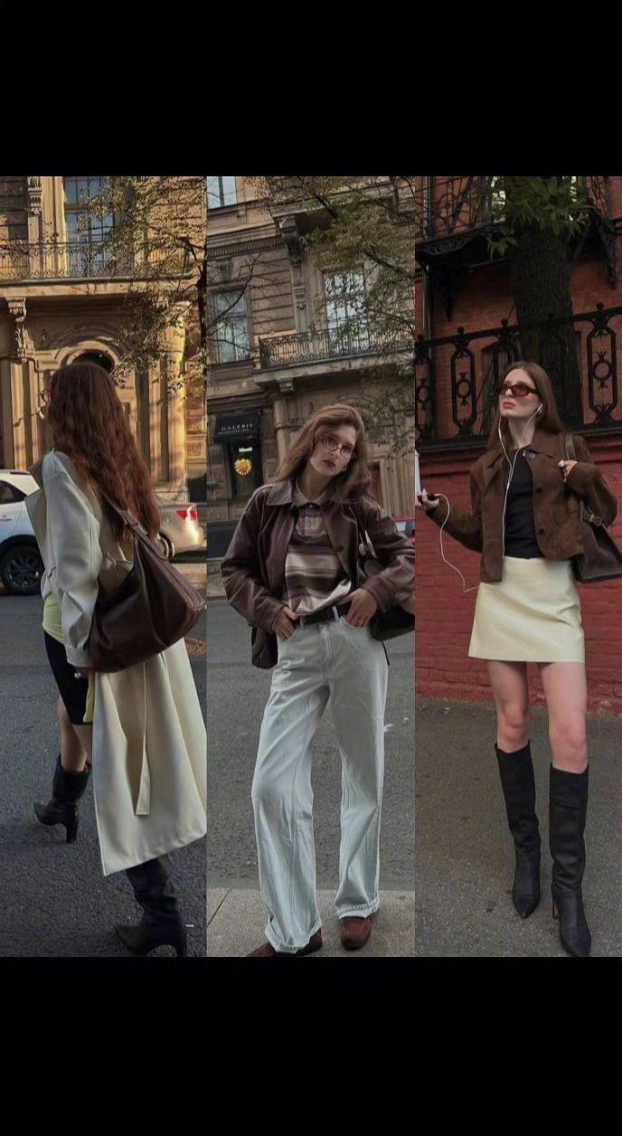 🍂秋日街头的时尚密码？风衣与短裙共舞，旧建筑是最好的秀场✨穿搭是流动的诗，每一