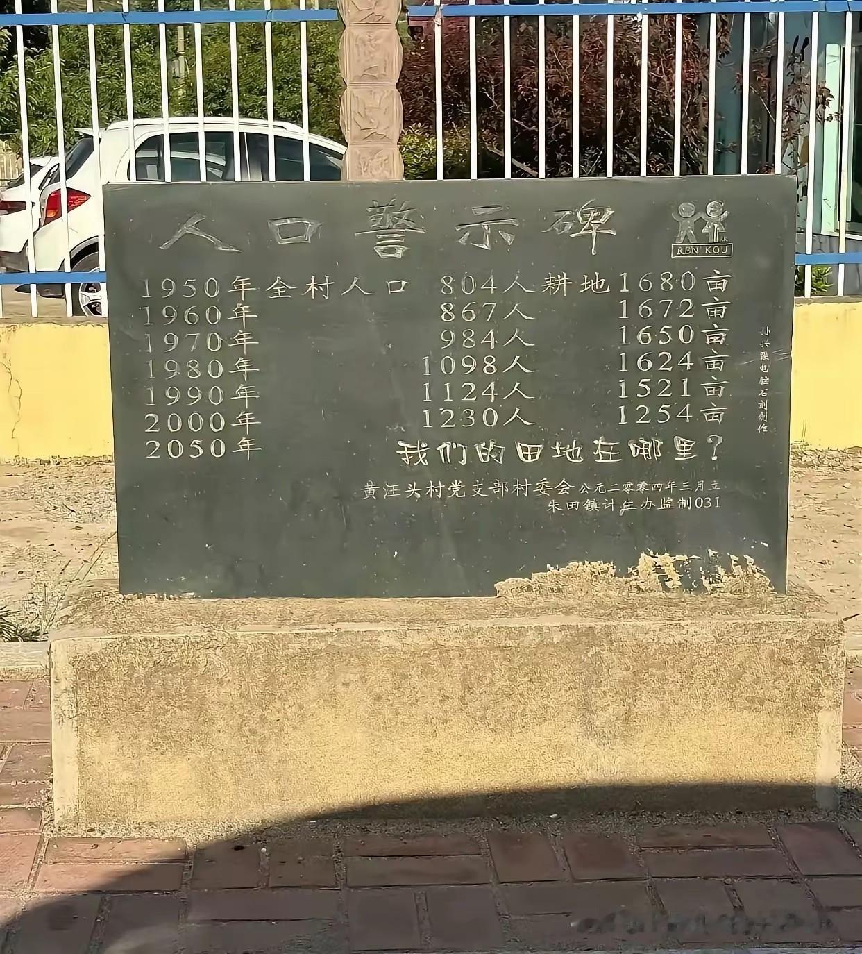 这是2004年立的一块碑，当时处于严控人口过快增长的时期。通过此碑，可知当时的村
