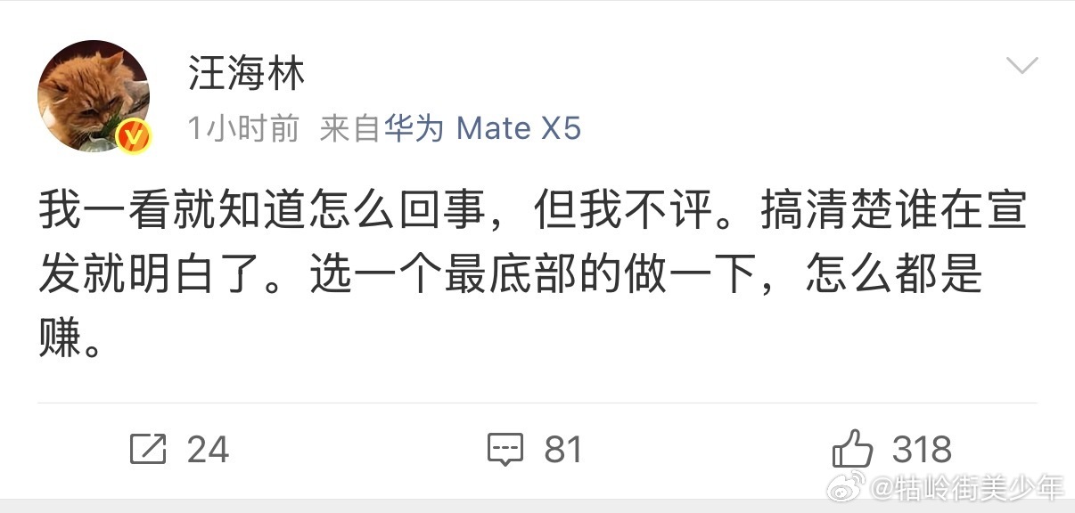 汪海林说《牛来》造成很大的分裂，不同立场不亚于俄乌战争。此前他还暗示《牛来》背后