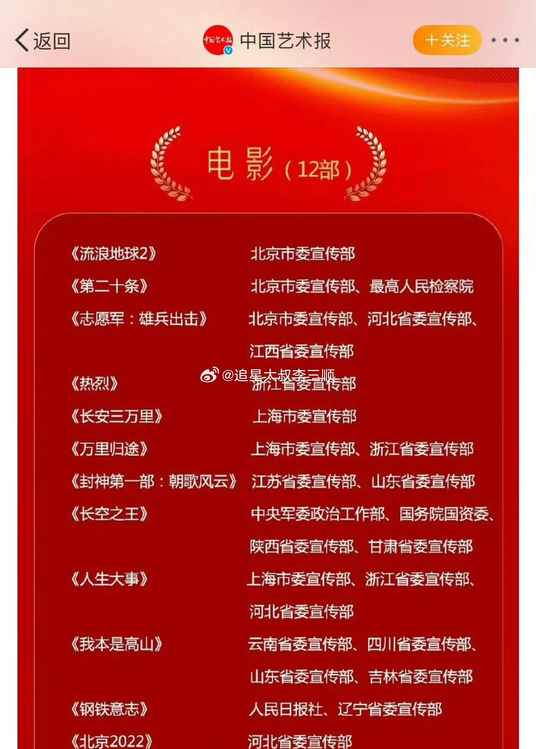 王一博《长空之王》《热烈》两部电影入围“五个一工程”优秀作品入选名单 