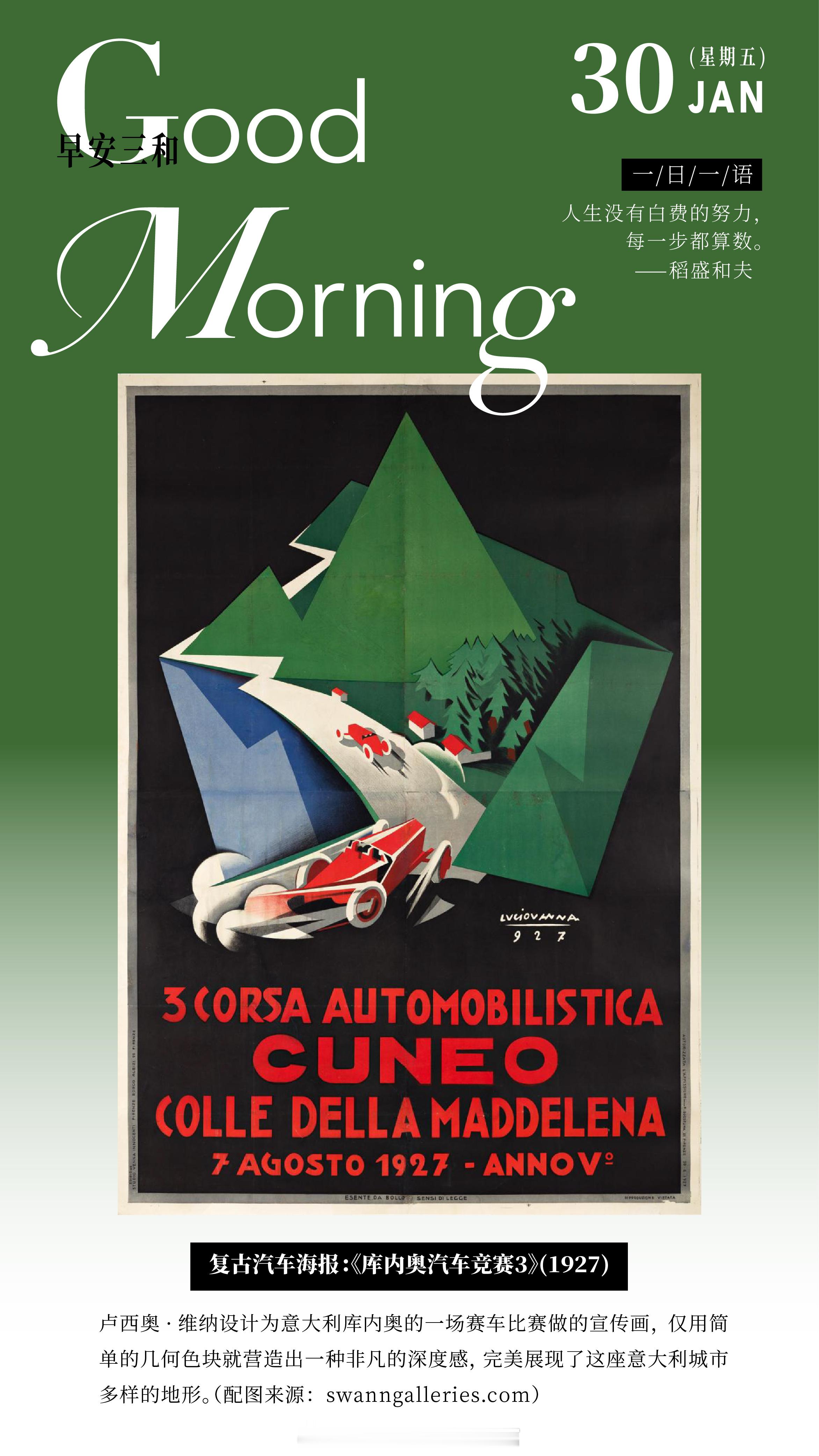 复古汽车海报：《库内奥汽车竞赛3》（1927）卢西奥•维纳设计为意大利库内奥的一