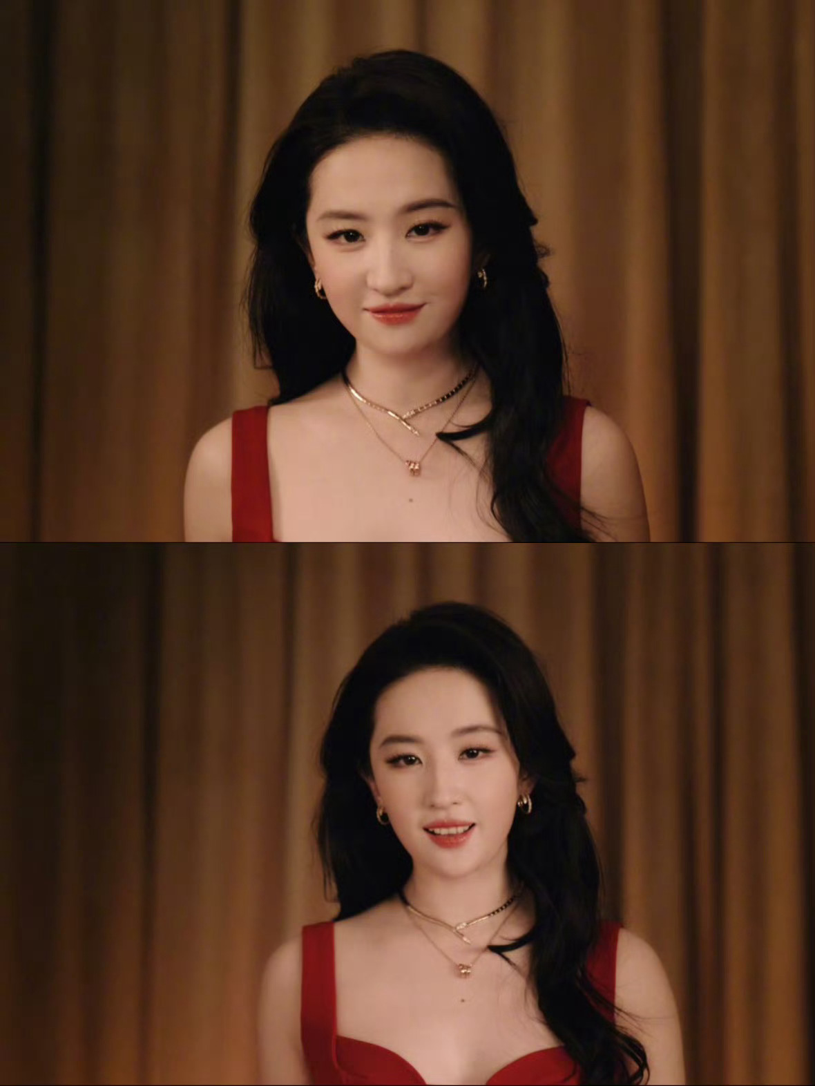 宝格丽刘亦菲侧颜，怼脸拍，大红裙刘亦菲都能扛住，真的神仙姐姐没白喊啊，宝格丽也挺