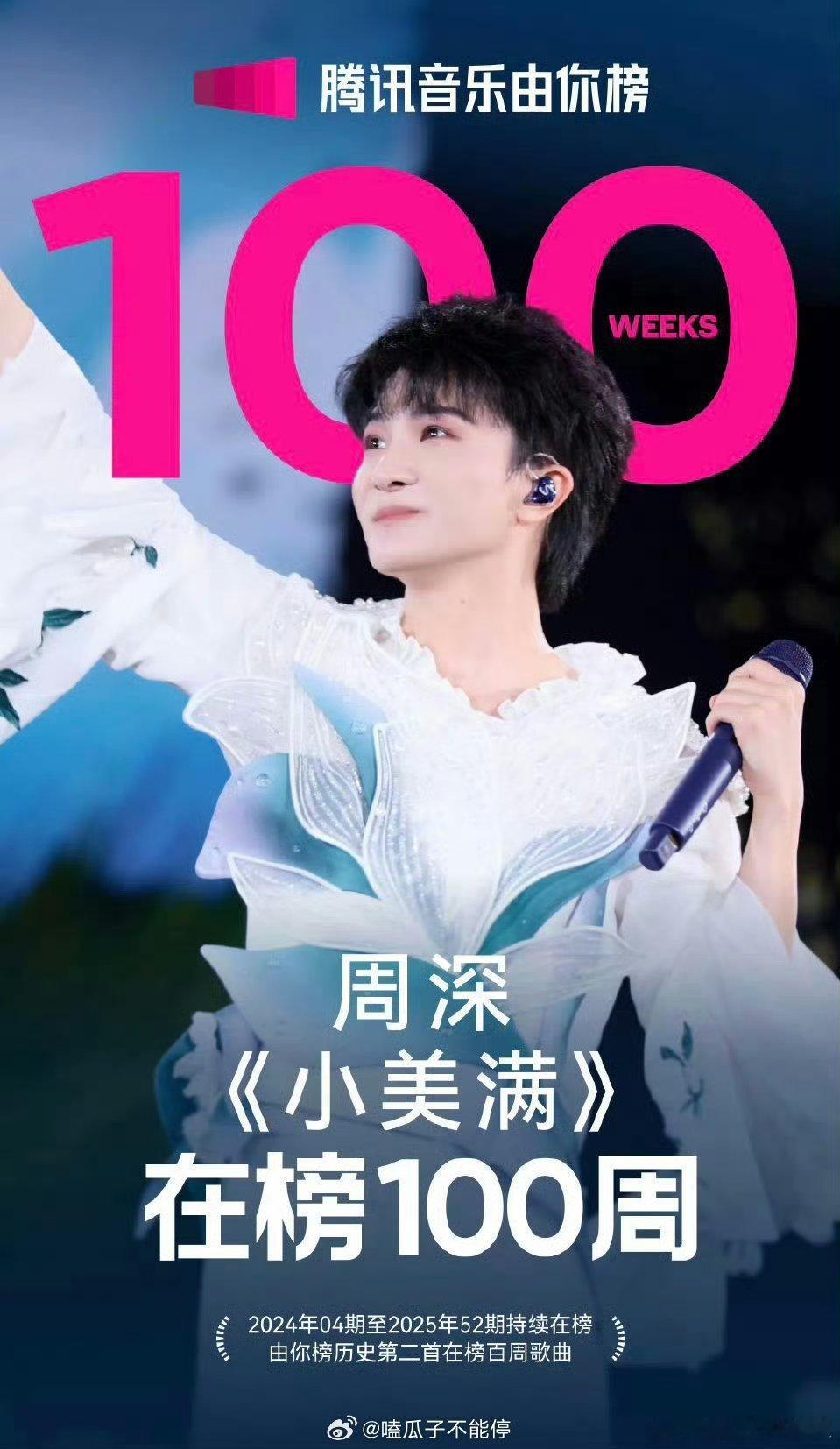 周深由你榜唯一拥有2首百周歌曲艺人 音乐人周深好能打