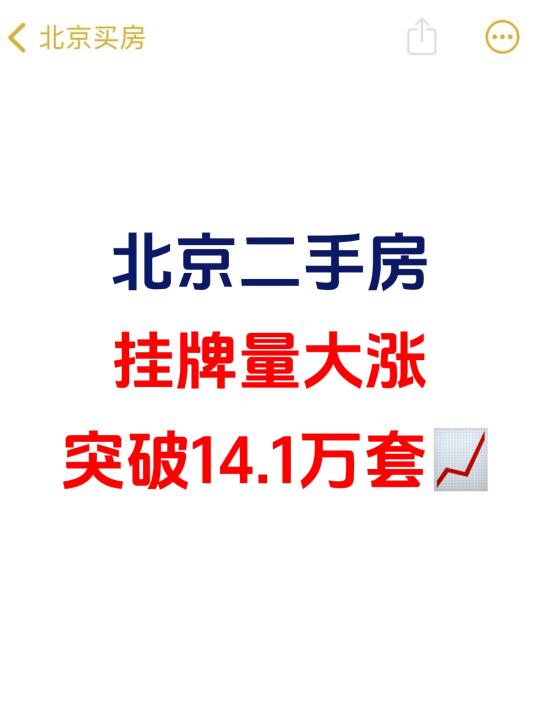 北京二手房挂牌量大涨，突破14.1万套📈