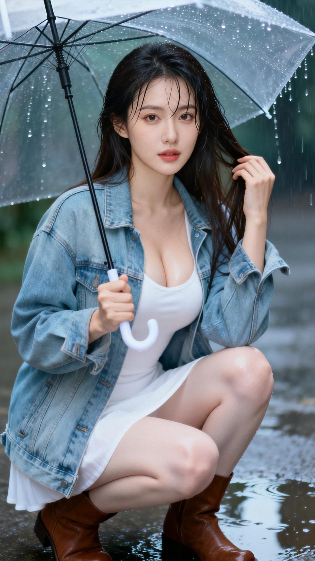 晒晒少女靓影雨中抓拍雨景美照 雨中氛围感写真