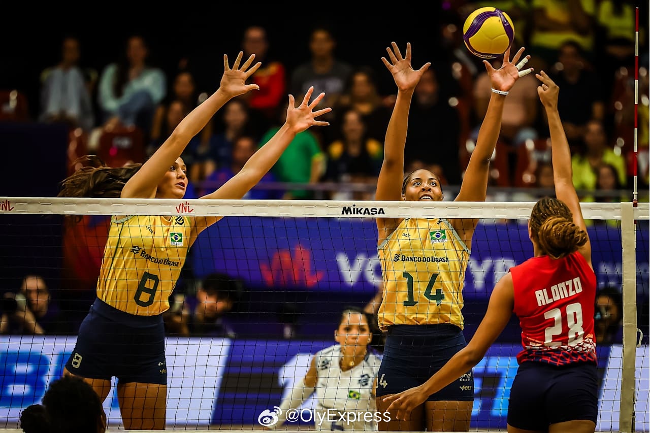 【国家女排联赛巴西3-1多米尼加取两连胜】2026世界女排联赛国家排球联赛 4日