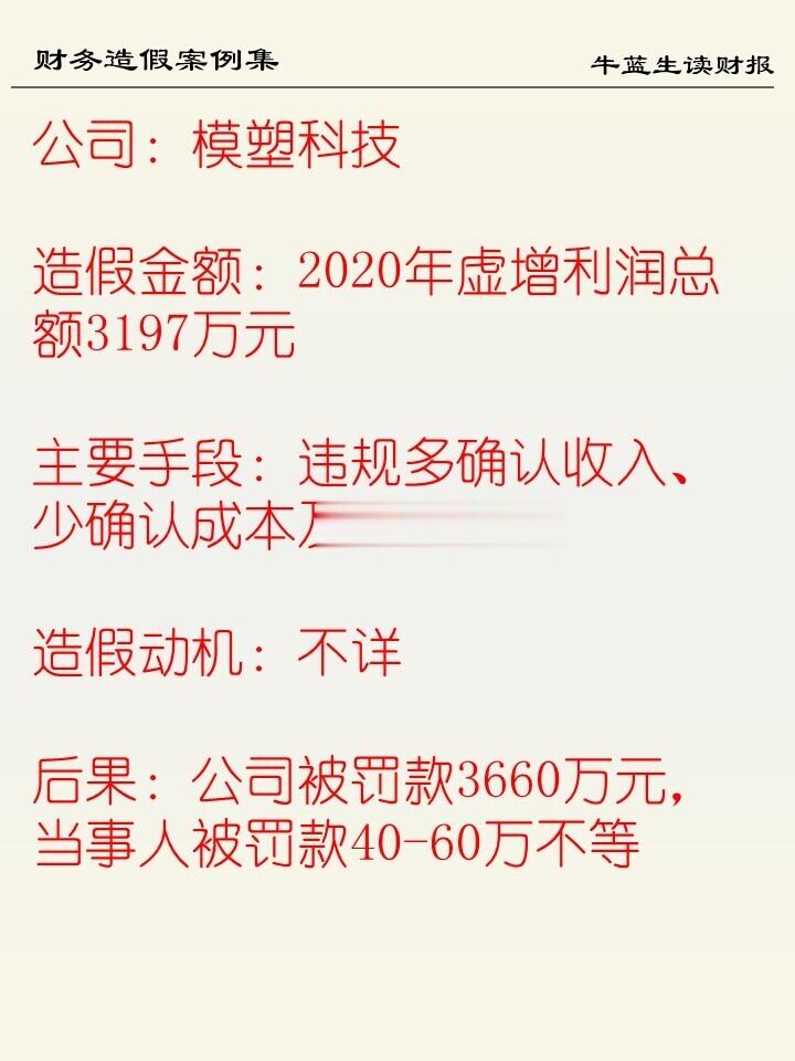 财务造假案例集 | 74 模塑科技