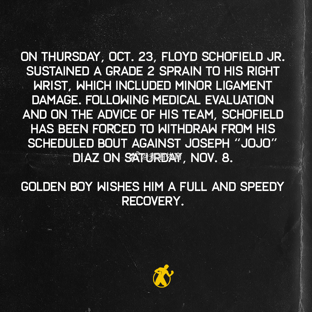 拳坛速递 比赛取消❌小弗洛伊德-肖菲尔德Floyd Schofield Jr.与