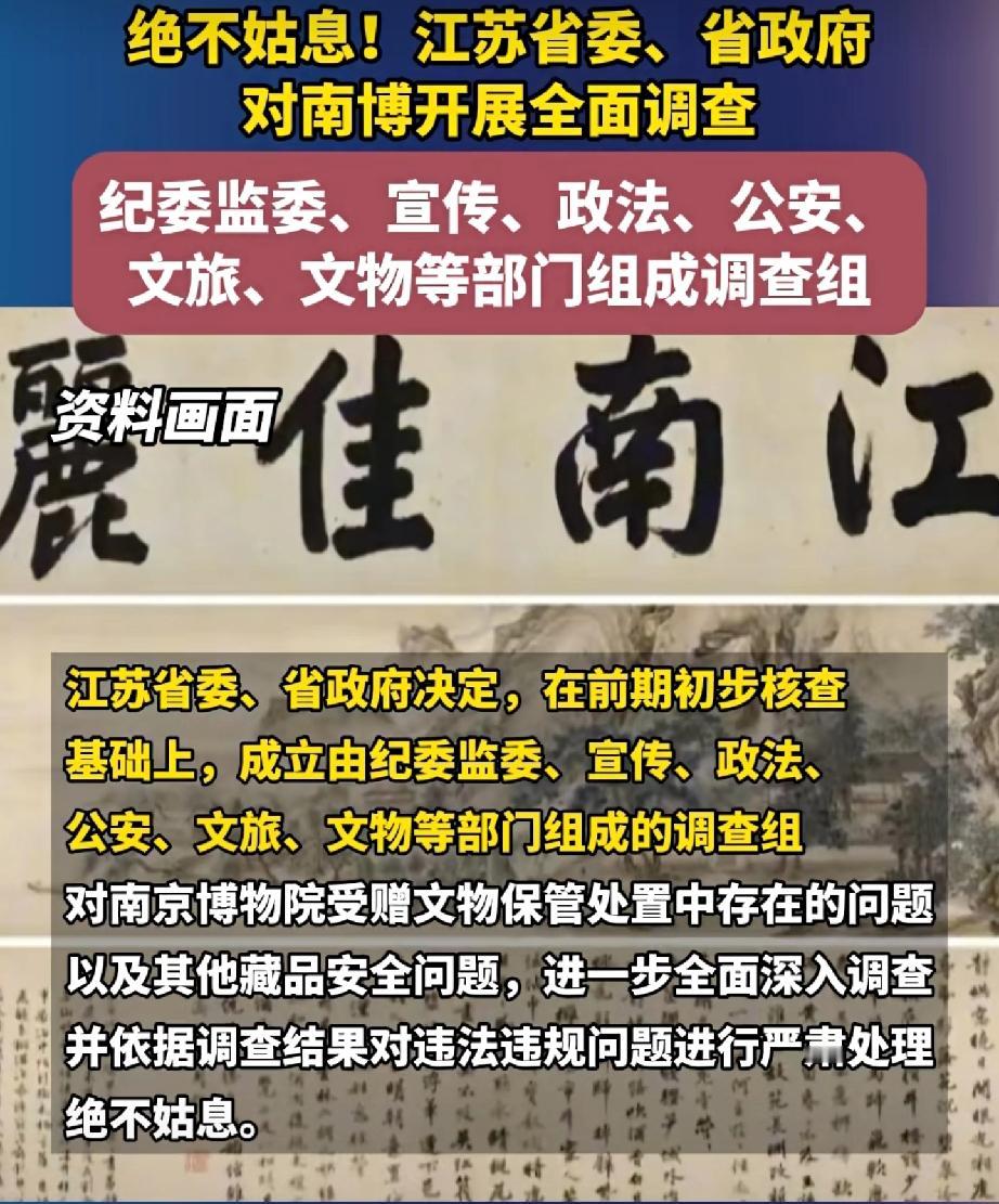 高层终于有所行动了，一定要彻查到底。南博这件事的影响太恶劣了，不仅让众多文物捐赠
