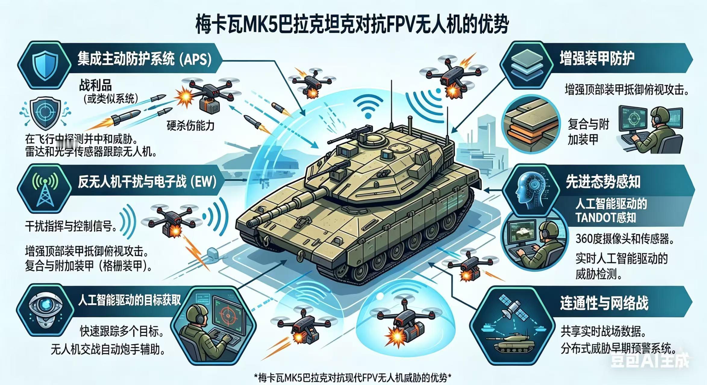 军事ai新视野 “梅卡瓦”MkV巴拉克主战坦克在对抗FPV无人机中的优势，Not