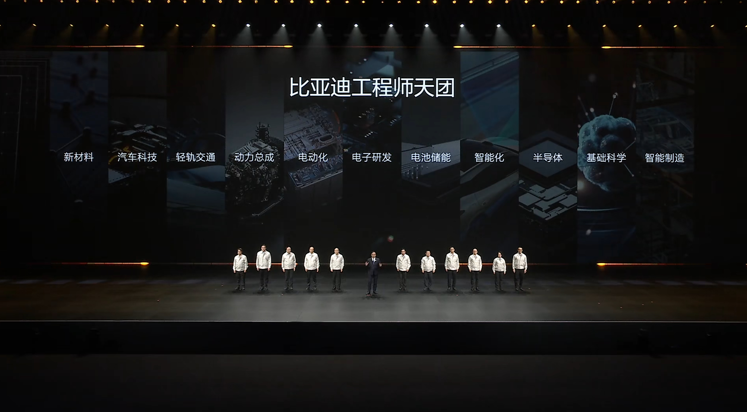 比亚迪工程师天团，集成了新材料、汽车科技、轻轨交通、电子研发、电池储存、智能制造