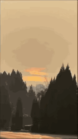 近日河南济源，一个女子在回家的路上，抬头一看发现远处天上有橙色的东西，她一开始以