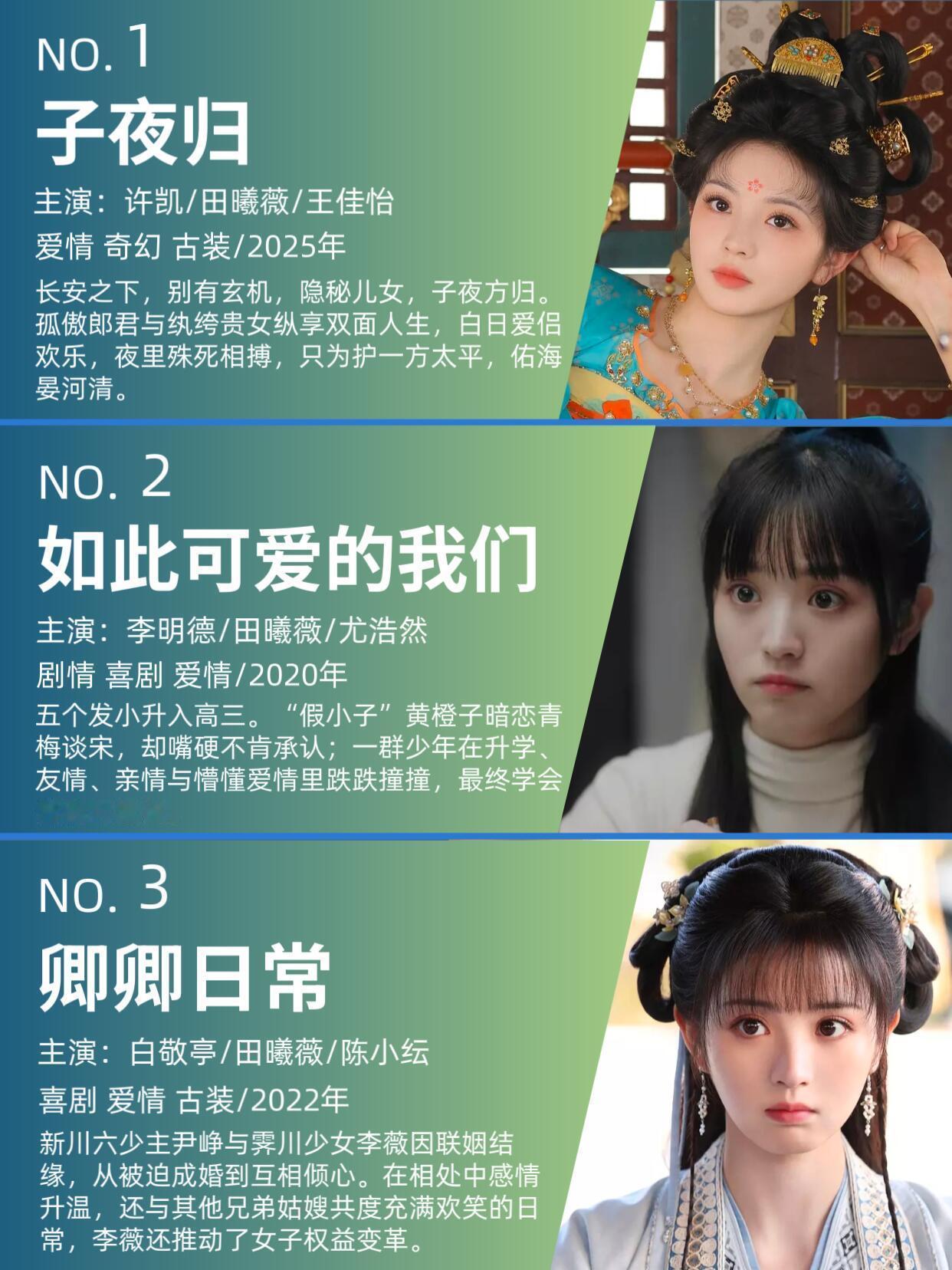 饭可以不吃，剧不能停！田曦薇主演参演剧集🈶 ​​​