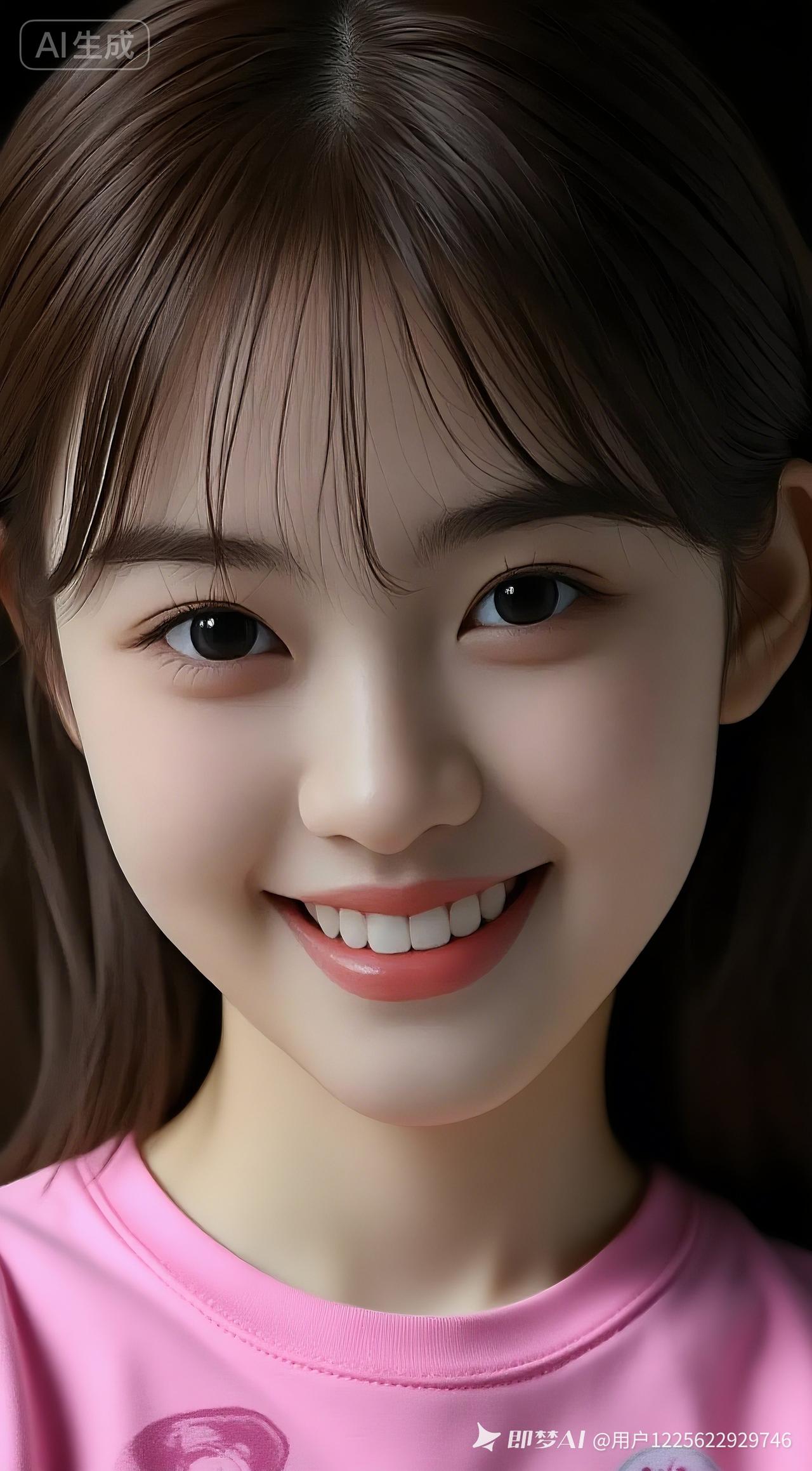 墨明风格美学，离尘师妹幼态脸蛋，眼睑下至眼眸无辜。深栗棕长发及腰带薄斜刘海，瓷白