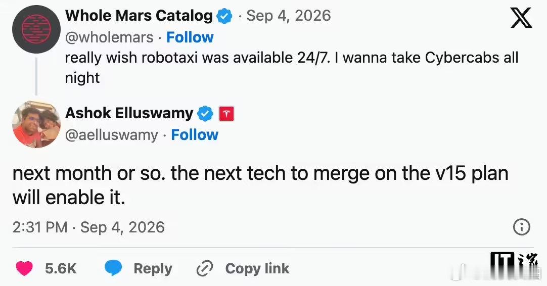 【特斯拉Robotaxi下月或全天运营】9 月 6 日，特斯拉 AI 负责人 A