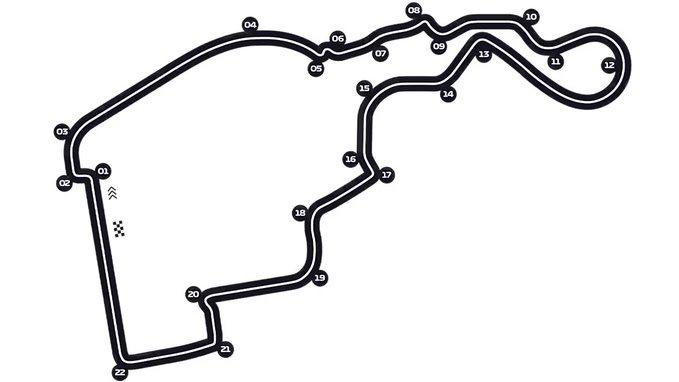 F1[超话]2026f1荷兰大奖赛 马德里环赛道官方赛道图，赛道共计22个弯角，