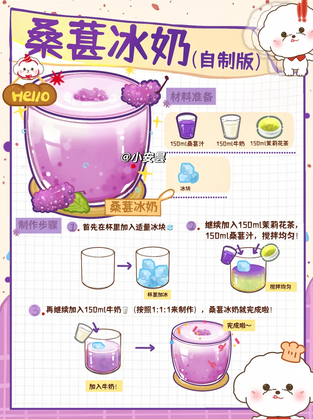 跟风做的没想到……这么好喝！！桑葚冰奶我的神