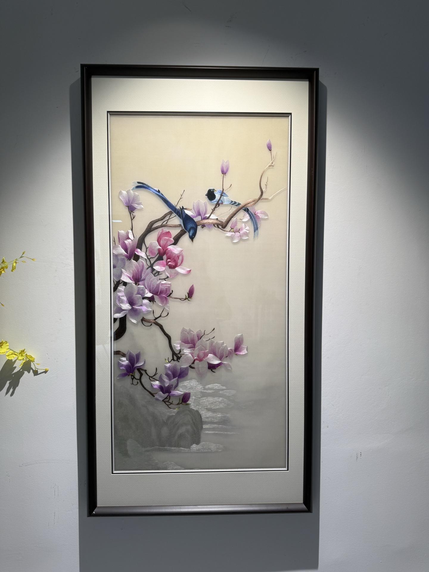 苏绣带框成品实拍。