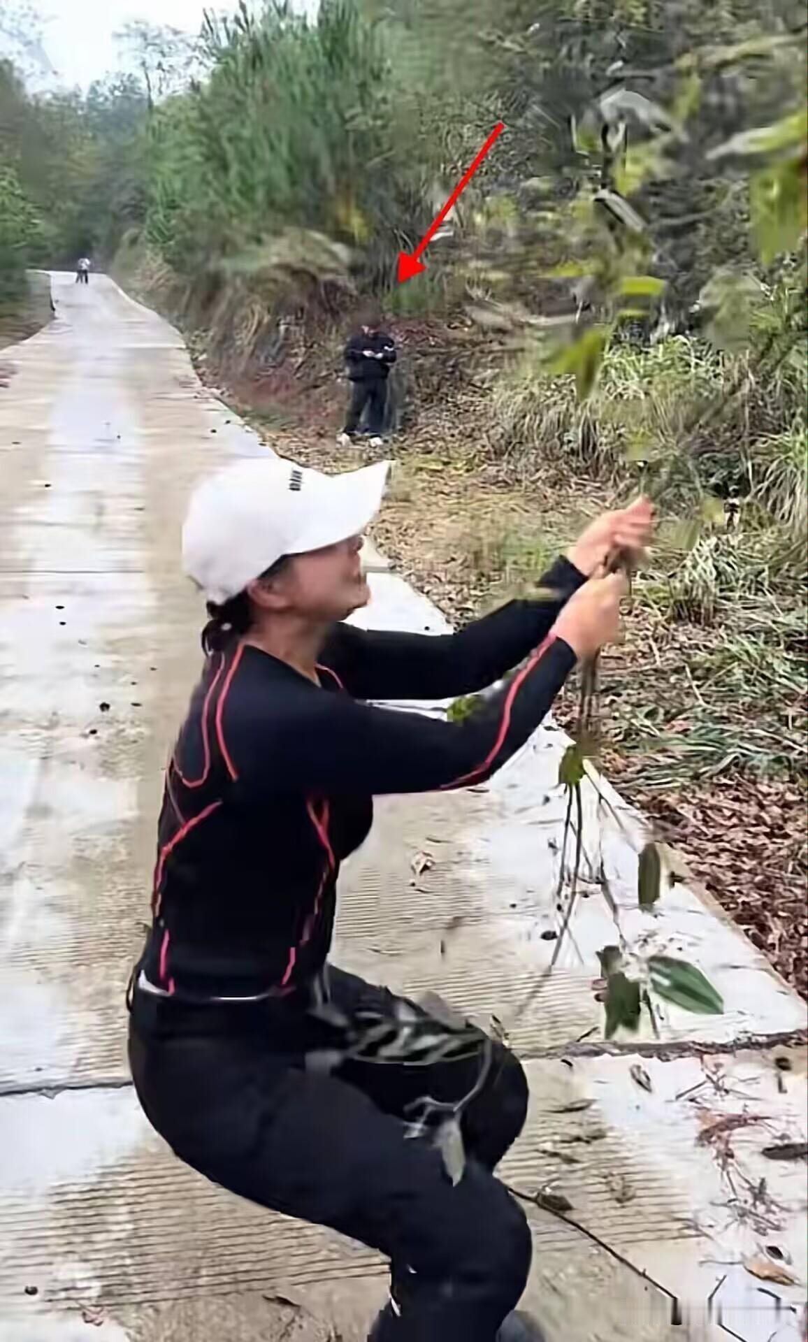 张雪带着老婆星姐回麻阳了。真不愧是两夫妻，都这么皮，星姐在路边看到一棵板栗树，拽