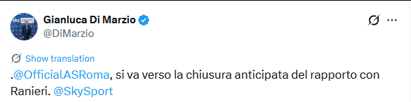 几家电台都说了，罗马很快就会官宣拉涅利离职，迪马济奥也确认了，this is t