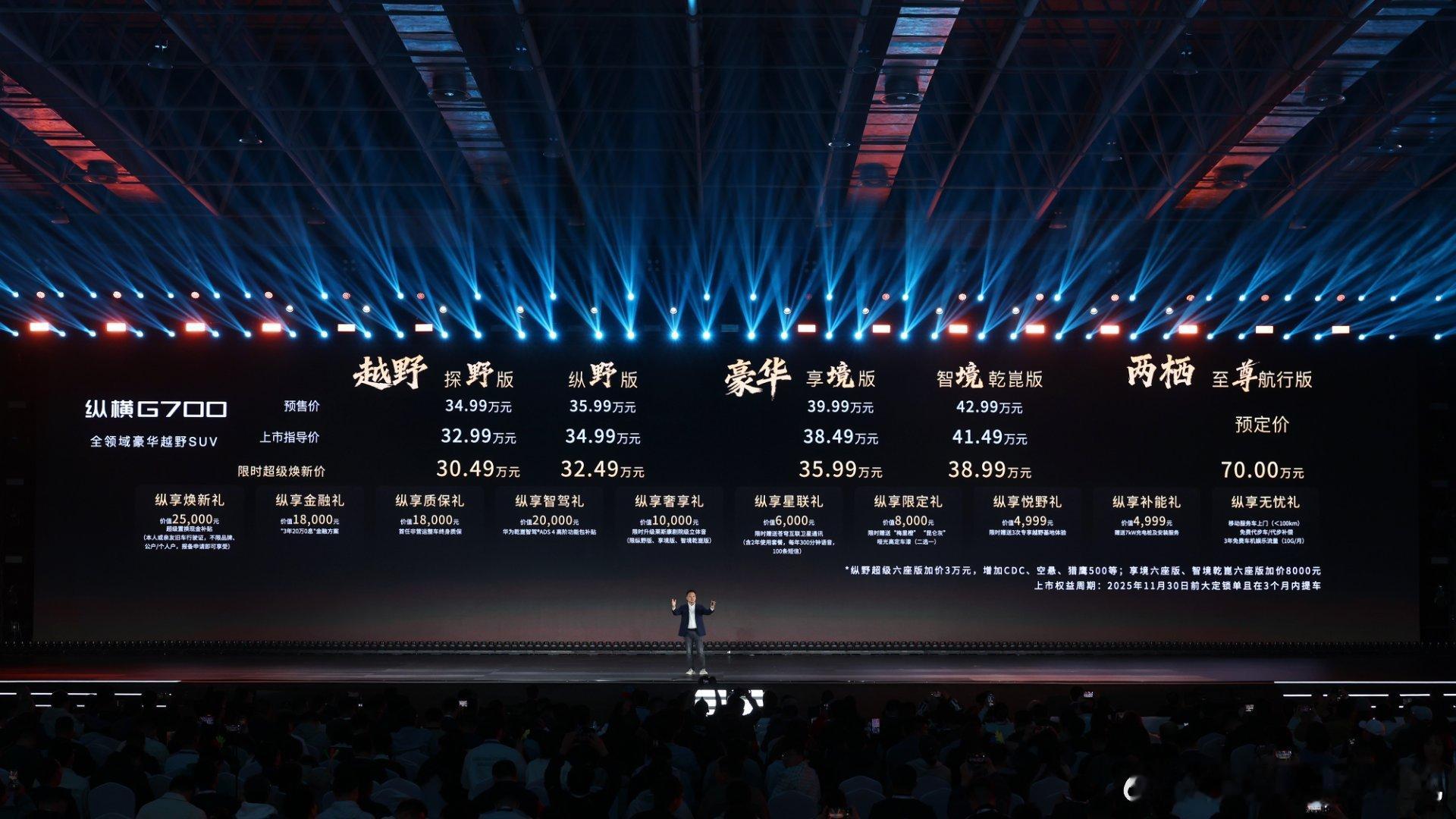 售价30.49万元起，纵横G700正式发布，重塑豪华越野SUV价值标杆！2025