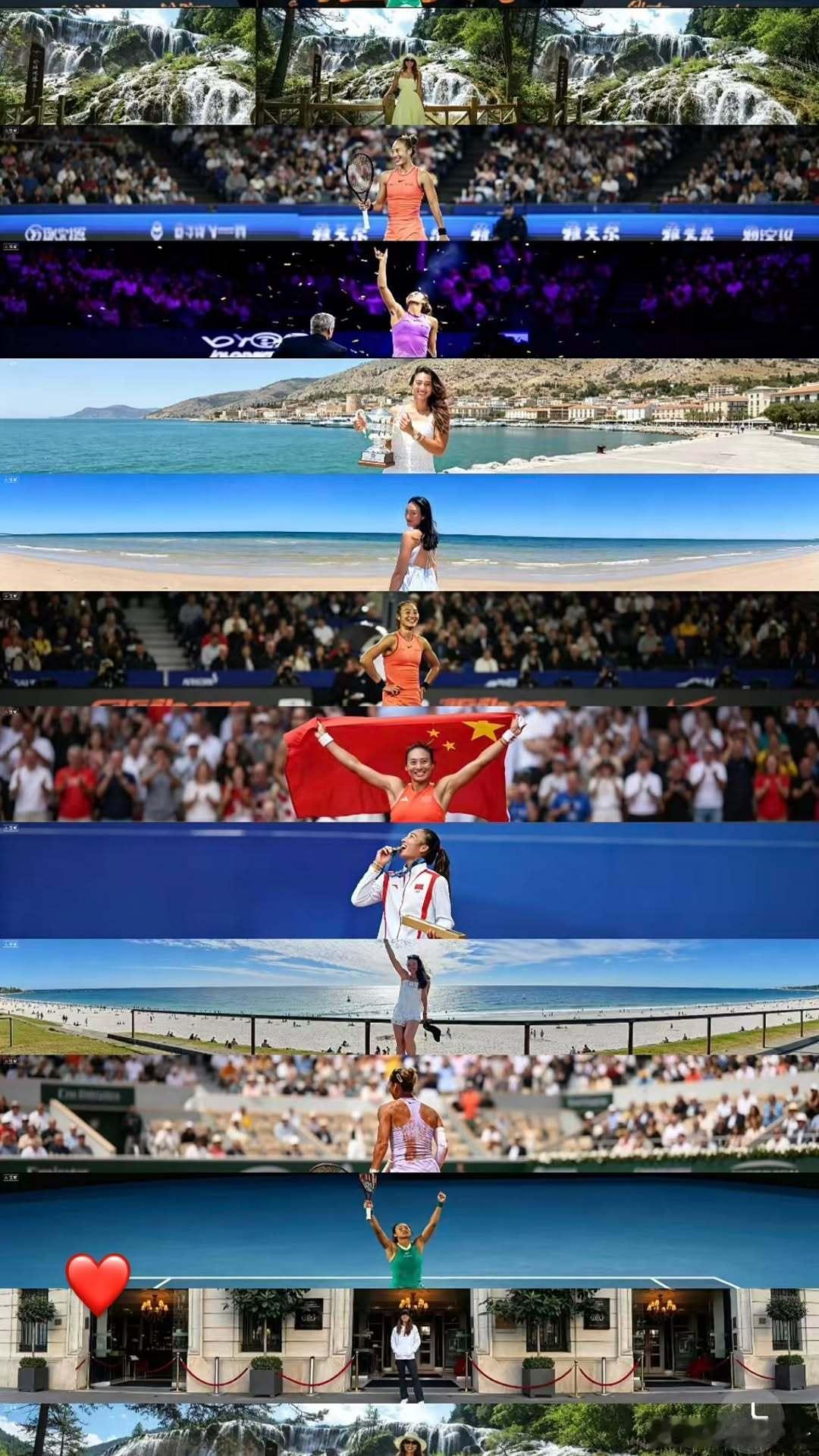 之前快拍发布了粉丝的一张拼图❤️原图P2出自📕：女王钦文🎾.郑钦文出战美网资
