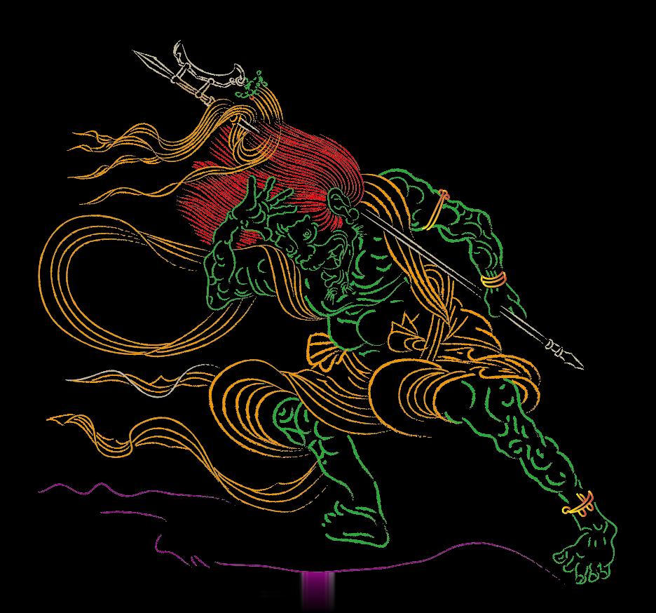 #国潮正当红# 曲阳鬼，吴道子画风。 ​​​