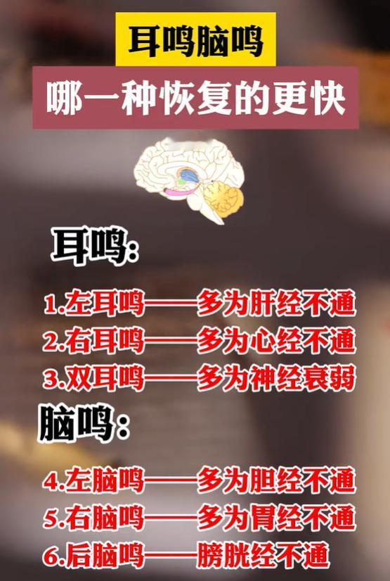 耳鸣脑鸣位置不一样，淤堵的经络也各不相同